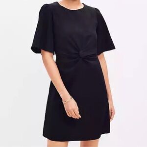 LOFT Black Mini Dress, Flutter Sleeve Sz 4